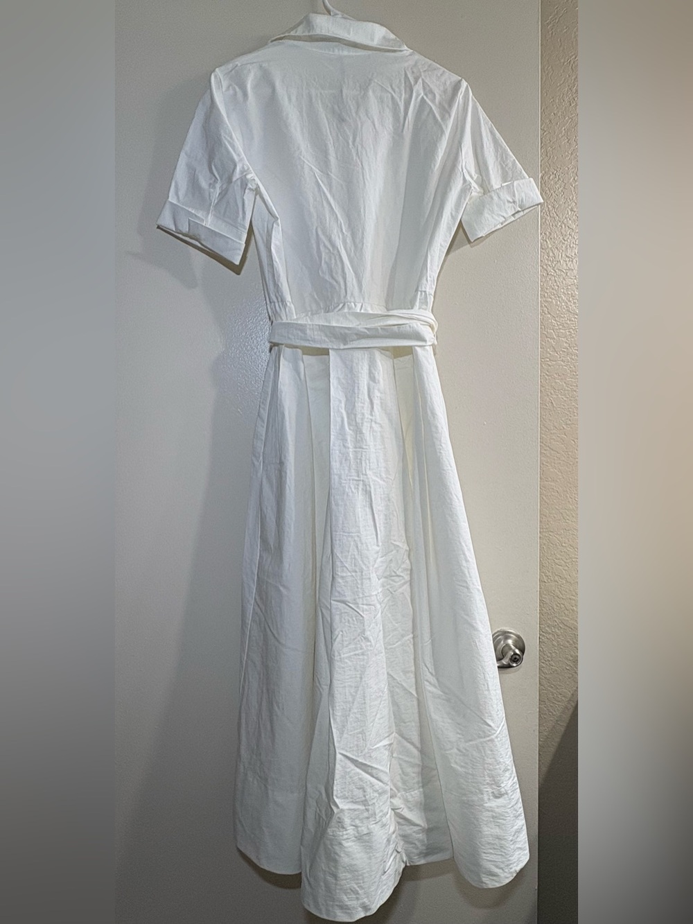 Zara White Short-Sleeve Maxi Shirt Dress with Belt - Picture 4 of 7